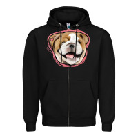 Black bulldog pink glitter Zipper Hoodie - Jasminsmagicworld