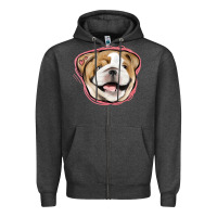 Charcoal Heather bulldog pink glitter Zipper Hoodie - Jasminsmagicworld