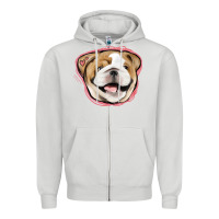 Dove Grey bulldog pink glitter Zipper Hoodie - Jasminsmagicworld