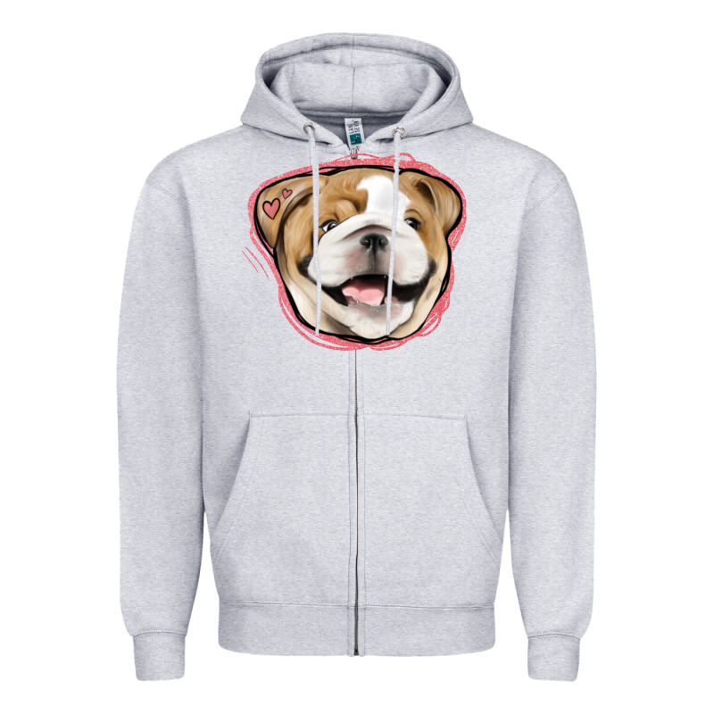 Bulldog Pink Glitter Zipper Hoodie by Jasminsmagicworld | Teevron