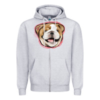 Heather Grey bulldog pink glitter Zipper Hoodie - Jasminsmagicworld