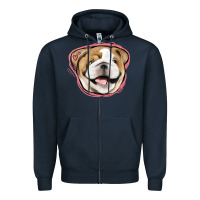 Navy bulldog pink glitter Zipper Hoodie - Jasminsmagicworld