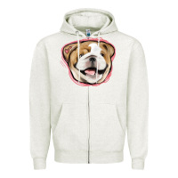 Oatmeal Heather bulldog pink glitter Zipper Hoodie - Jasminsmagicworld
