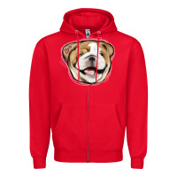 Red bulldog pink glitter Zipper Hoodie - Jasminsmagicworld