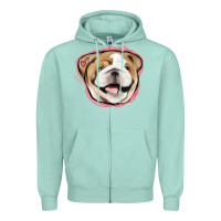 Seafoam bulldog pink glitter Zipper Hoodie - Jasminsmagicworld