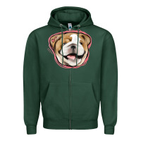 Sports Green bulldog pink glitter Zipper Hoodie - Jasminsmagicworld