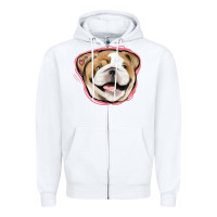 White bulldog pink glitter Zipper Hoodie - Jasminsmagicworld