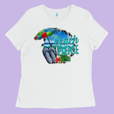 Beach Please Ladies Tee Designed By Cowhidedigitalart