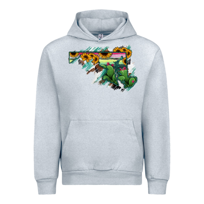 Maryland Map Sunflower Cactus Serape Urban Hoodie by RanaPortraitStore | Teevron