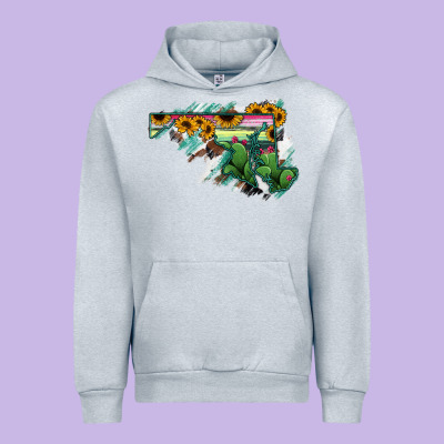 Maryland Map Sunflower Cactus Serape Urban Hoodie Designed By Ranaportraitstore