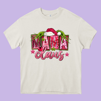Pink Christmas Mama Claus Heavy Core Tee Designed By Fadigitalartstudio