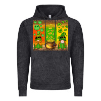 Vintage Black st patricks gnomes and coins with shamrock Vintage Hoodie - Artiststas