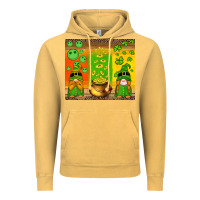 Vintage Mustard st patricks gnomes and coins with shamrock Vintage Hoodie - Artiststas