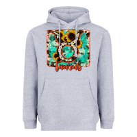 Heather Grey taurus turquoise cowhide Heavyweight Hoodie - RanaPortraitStore