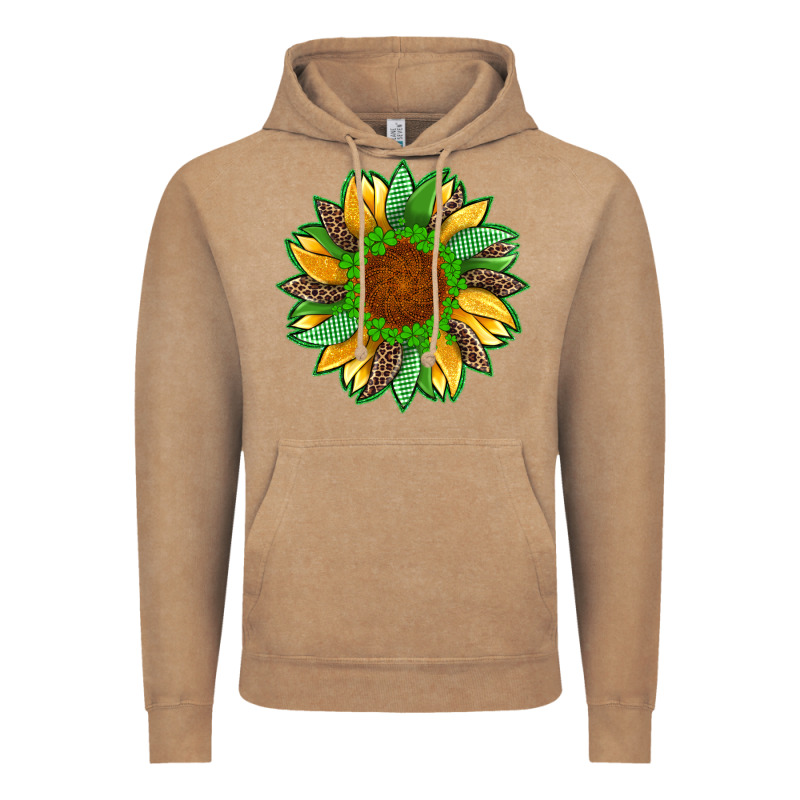 St Patricks Sunflower With Leopard  Shamrock And Glitter Vintage Hoodie by Artiststas | Teevron