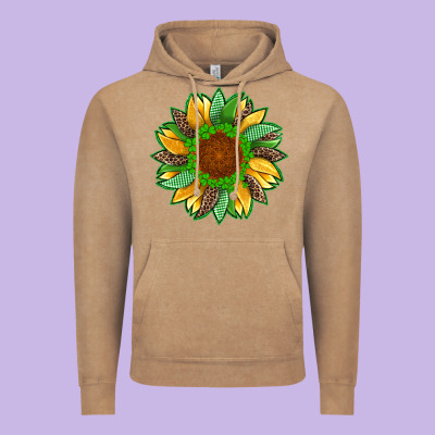 St Patricks Sunflower With Leopard  Shamrock And Glitter Vintage Hoodie Designed By Artiststas