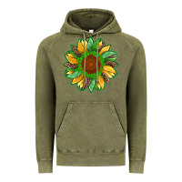 Vintage Olive st patricks sunflower with leopard  shamrock and glitter Vintage Hoodie - Artiststas
