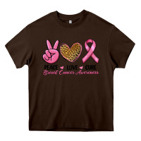 Chocolate Brown peace love cure Heavy Core Tee - RanaPortraitStore