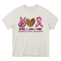 Cream peace love cure Heavy Core Tee - RanaPortraitStore