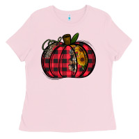 Bubblegum Pink Buffalo Pumpkin Ladies Tee - CowhideDigitalArt
