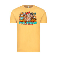 Vintage Mustard Moo Pumpkin Get Out The Way Vintage Tee - CowhideDigitalArt