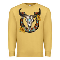 Antique Gold bull skull with horseshoe Premium Sweatshirt - RanaPortraitStore