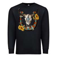 Black bull skull with horseshoe Premium Sweatshirt - RanaPortraitStore