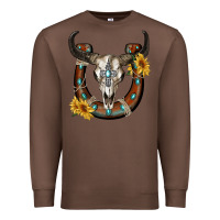 Chestnut bull skull with horseshoe Premium Sweatshirt - RanaPortraitStore