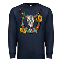 Navy bull skull with horseshoe Premium Sweatshirt - RanaPortraitStore