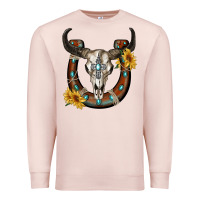 Pale Pink bull skull with horseshoe Premium Sweatshirt - RanaPortraitStore