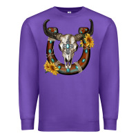 Purple bull skull with horseshoe Premium Sweatshirt - RanaPortraitStore