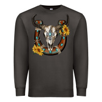 Smoke bull skull with horseshoe Premium Sweatshirt - RanaPortraitStore