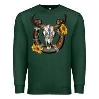 Sports Green bull skull with horseshoe Premium Sweatshirt - RanaPortraitStore