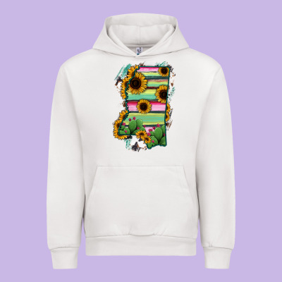 Mississippi Map Sunflower Cactus Serape Urban Hoodie Designed By Ranaportraitstore