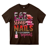 Chocolate Brown eat sleep nails repeat bbs Heavy Core Tee - BundleAndBundleShop