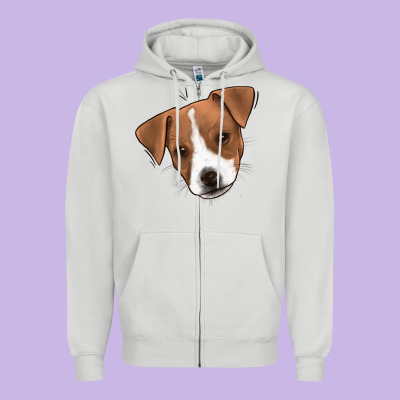 Jack Russel Zipper Hoodie Designed By Jasminsmagicworld