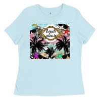 Baby Blue Beach Please Ladies Tee - CowhideDigitalArt