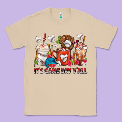 It's Game Day Y'all Baseball Coffee Cups Classic Tee Designed By Fadigitalartstudio