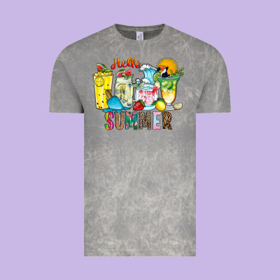 Hello Summer Drink Vintage Tee Designed By Cowhidedigitalart