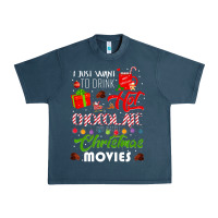 Midnight Navy i just want to drink hot chocolate watch christmas movies premium Urban Heavy Tee - baoMotion