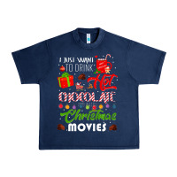 Navy i just want to drink hot chocolate watch christmas movies premium Urban Heavy Tee - baoMotion