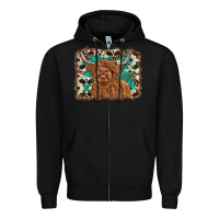 Black highland cow western background Zipper Hoodie - RanaPortraitStore