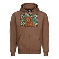 Chestnut highland cow western background Zipper Hoodie - RanaPortraitStore