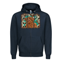 Navy highland cow western background Zipper Hoodie - RanaPortraitStore