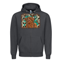 Smoke highland cow western background Zipper Hoodie - RanaPortraitStore