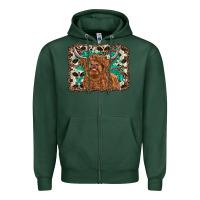 Sports Green highland cow western background Zipper Hoodie - RanaPortraitStore