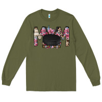 Army Green mom hockey flower Long Sleeve Tee - RacoonDesign