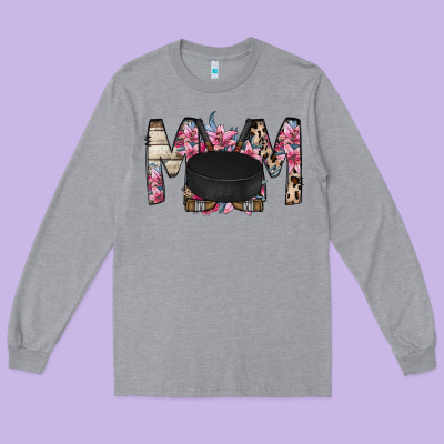 Mom Hockey Flower Long Sleeve Tee Designed By Racoondesign