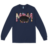 Navy mom hockey flower Long Sleeve Tee - RacoonDesign