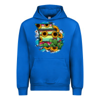 Cobalt Missouri Map Sunflower Cactus Serape Urban Hoodie - RanaPortraitStore